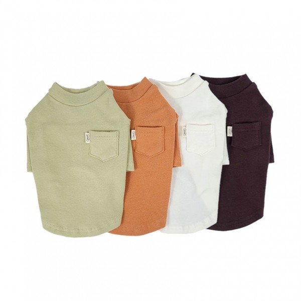 페오펫몰,그루밍독 반려동물 하프넥 포켓 강아지 기본 티셔츠 S-2XL, 4 colors