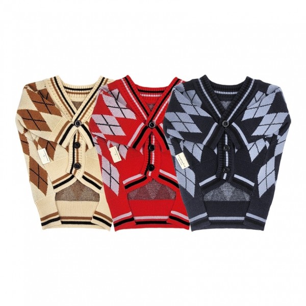 페오펫몰,[행복특가] 그루밍독 반려동물 아가일 니트 가디건 S-2XL, 3 colors