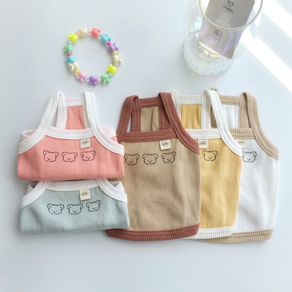 페오펫몰,그루밍독 반려동물 곰 세마리 와플 나시 S-2XL, 5 colors