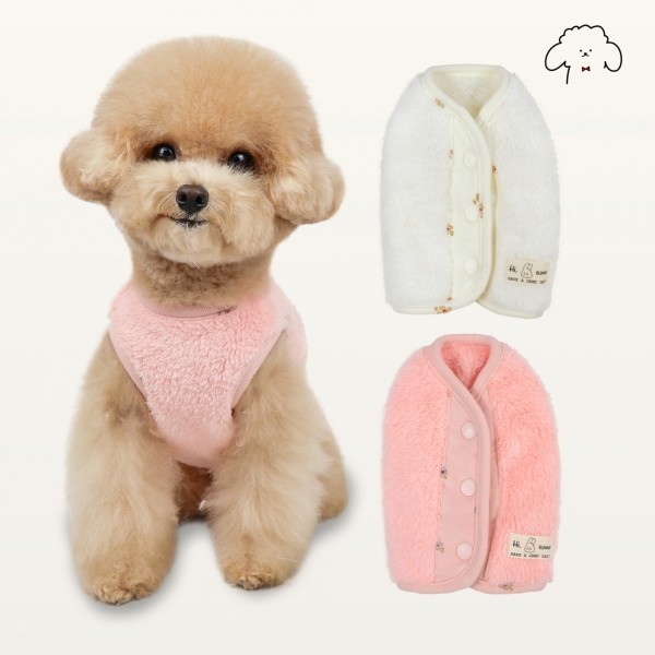 그루밍독 반려동물 딸랑딸랑 플라워 플리스 조끼 S-2XL, 2colors