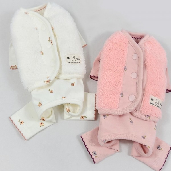 페오펫몰,그루밍독 반려동물 딸랑딸랑 플라워 플리스 조끼 S-2XL, 2colors