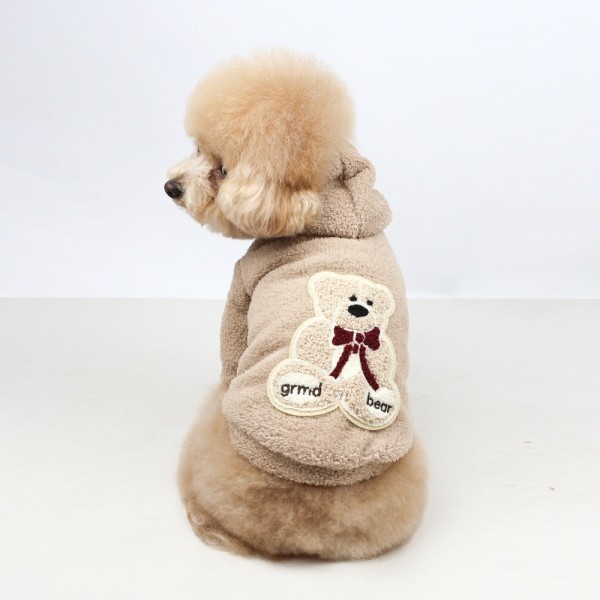 페오펫몰,그루밍독 반려동물 강아지옷 젠틀 곰돌이 패치 플리스 후드 S-2XL, 3colors