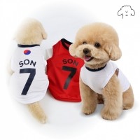그루밍독 반려동물 축구 유니폼 쿨에버원단 태극싸커 민소매 나시 티셔츠 S-2XL, 2 colors