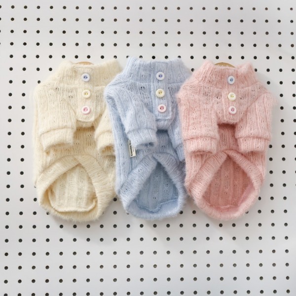 페오펫몰,그루밍독 반려동물 젤리 삼색단추 니트 S-2XL, 3colors