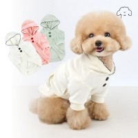 그루밍독 반려동물 투버튼 벨벳 후드 티셔츠 S-XL, 3colors