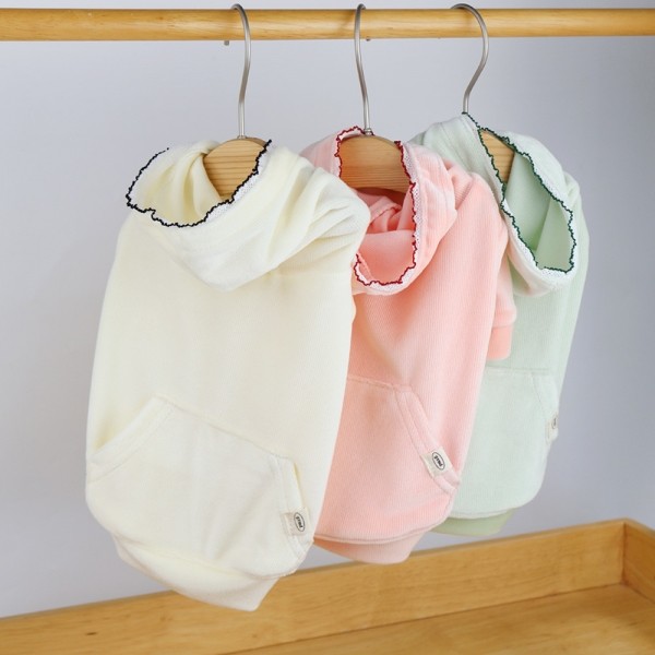 페오펫몰,그루밍독 반려동물 투버튼 벨벳 후드 티셔츠 S-XL, 3colors