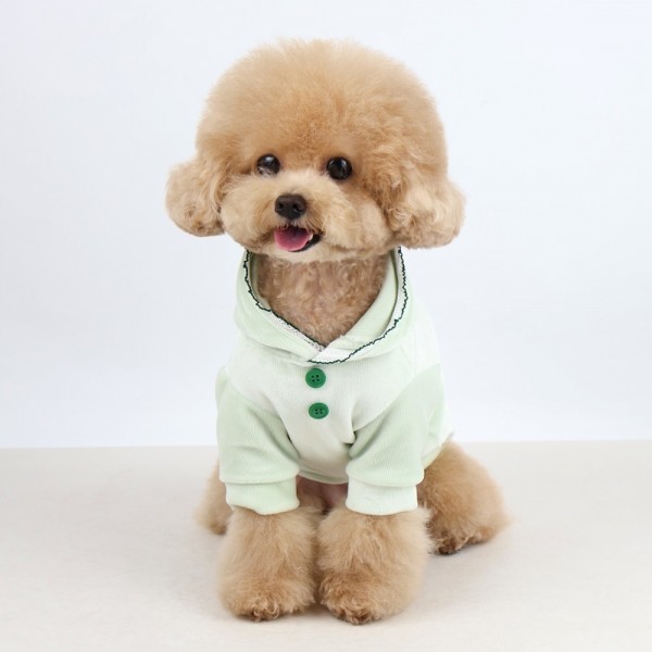 페오펫몰,그루밍독 반려동물 투버튼 벨벳 후드 티셔츠 S-XL, 3colors