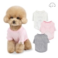 그루밍독 반려동물 순면 핀콧 메리야스 티셔츠 XS-2XL, 3colors