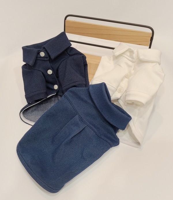 페오펫몰,그루밍독 반려동물 베이직 데님 스판셔츠 S-2XL, 3colors