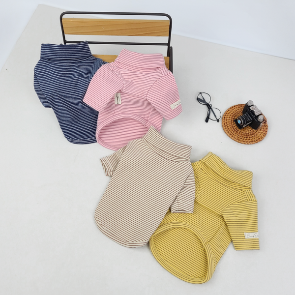 페오펫몰,그루밍독 반려동물 소프트촉감 스트라이프 폴라티 목폴라 S-2XL, 4colors