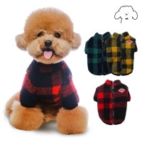 그루밍독 반려동물 체크후리스 자켓 S-2XL, 3colors
