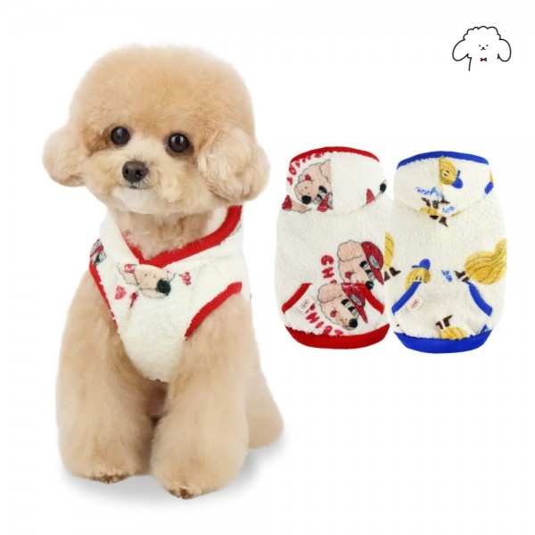 그루밍독 강아지 고양이 패션 캡둥이 플리스 후드 S-2XL, 2colors