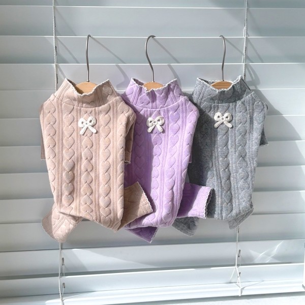 페오펫몰,그루밍독 반려동물 하트 골지 올인원 S-XL, 3colors