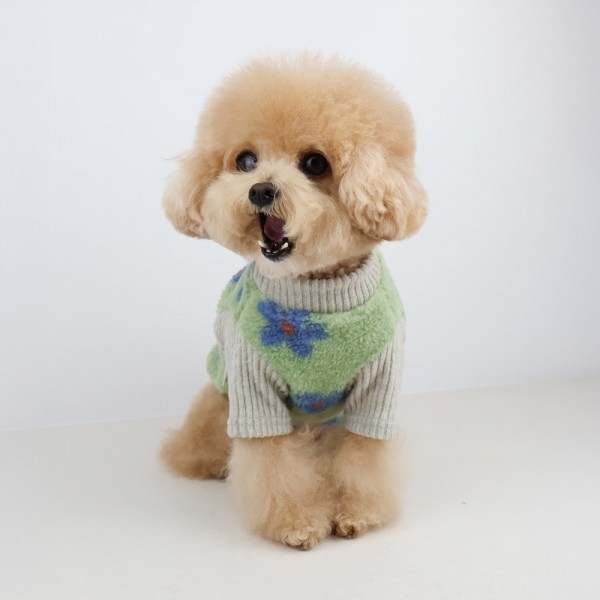 페오펫몰,그루밍독 반려동물 뽀글데이지 니트 겨울 티셔츠 S-2XL, 3colors