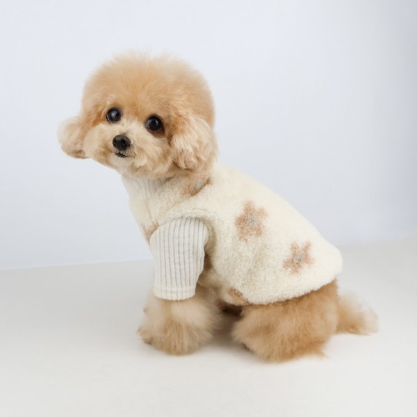 페오펫몰,그루밍독 반려동물 뽀글데이지 니트 겨울 티셔츠 S-2XL, 3colors