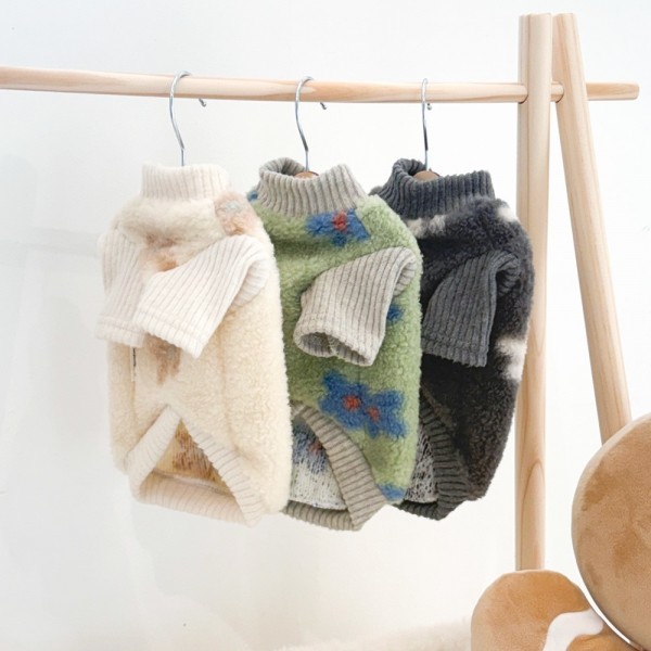 페오펫몰,그루밍독 반려동물 뽀글데이지 니트 겨울 티셔츠 S-2XL, 3colors