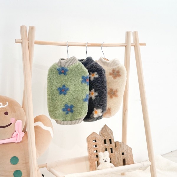 페오펫몰,그루밍독 반려동물 뽀글데이지 니트 겨울 티셔츠 S-2XL, 3colors