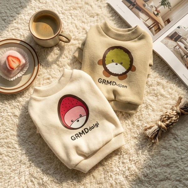 그루밍독 반려동물 귀요미 프린팅 디저트 맨투맨 티셔츠 S-2XL, 2colors