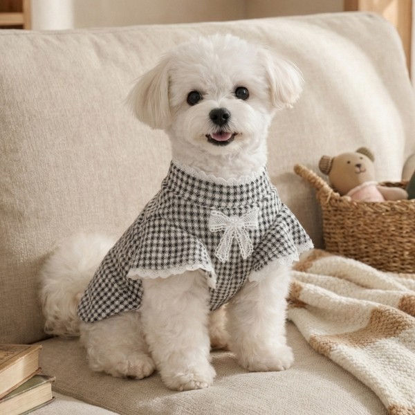 페오펫몰,반려동물 강아지 고양이 로맨틱 벨소매 티 S-XL, 2colors