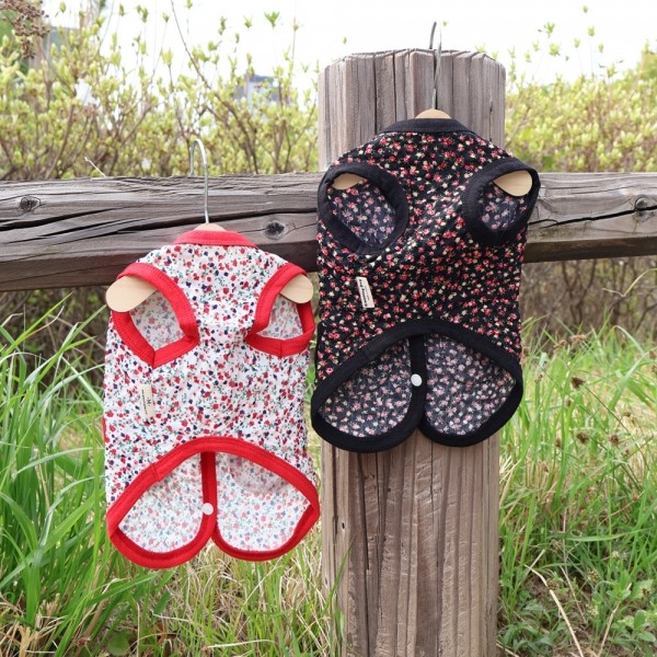 페오펫몰,그루밍독 반려동물 할매꽃동산 조끼 촌캉스룩 S-2XL, 2 colors