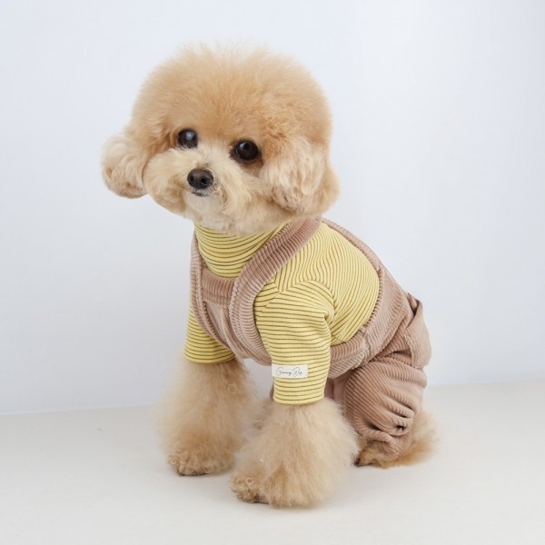 페오펫몰,그루밍독 반려동물 골덴 꼬마 멜빵 바지 S-2XL, 4 colors