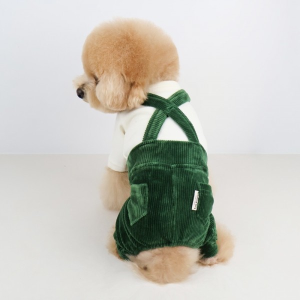 페오펫몰,그루밍독 반려동물 골덴 꼬마 멜빵 바지 S-2XL, 4 colors
