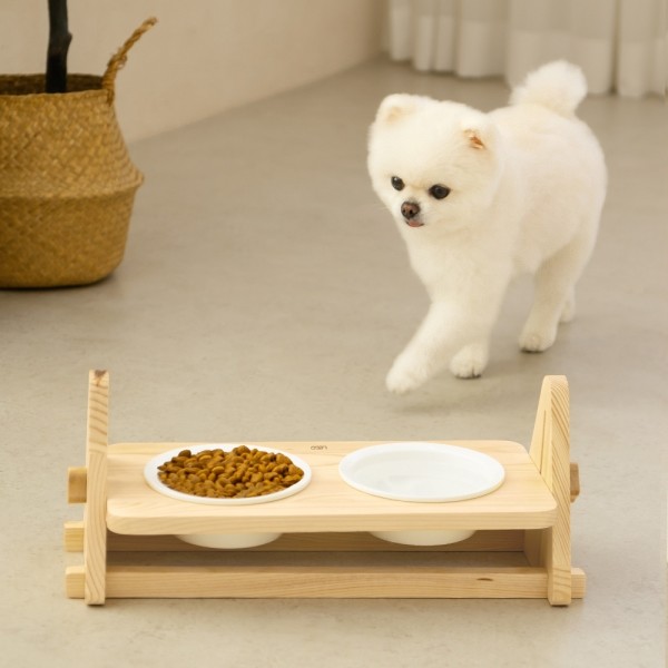 페오펫몰,레토 원목 강아지 밥그릇 고양이 물그릇 각도 높이조절