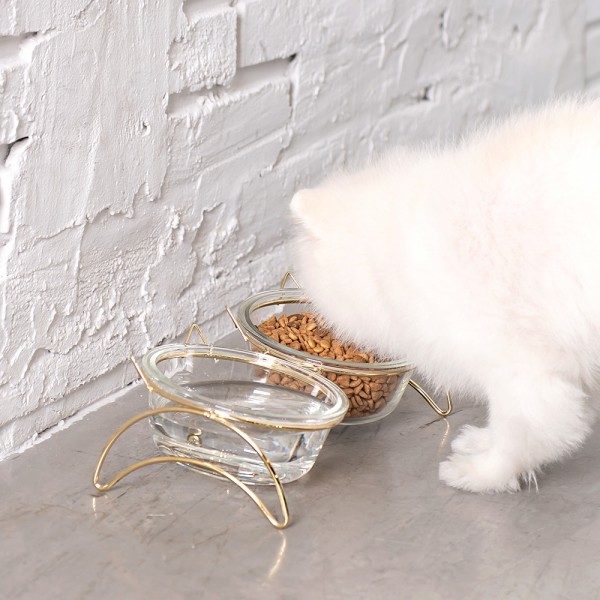 페오펫몰,레토 강아지 밥그릇 고양이 물그릇 유리 식기 식탁세트