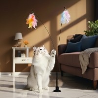 레토 2in1 고양이 낚시대 장난감 흡착판 깃털 세트 LPT-FT04