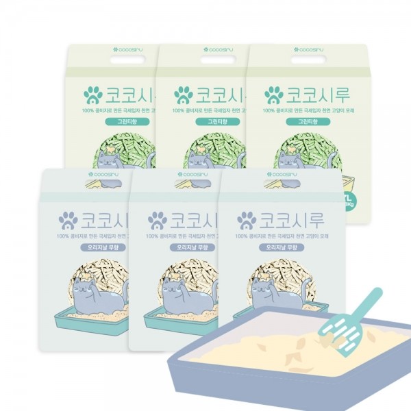 페오펫몰,[보름달특가] 코코시루 먼지없는 고양이두부모래 C15TCL 7L x 6개입(1box) 극세입자