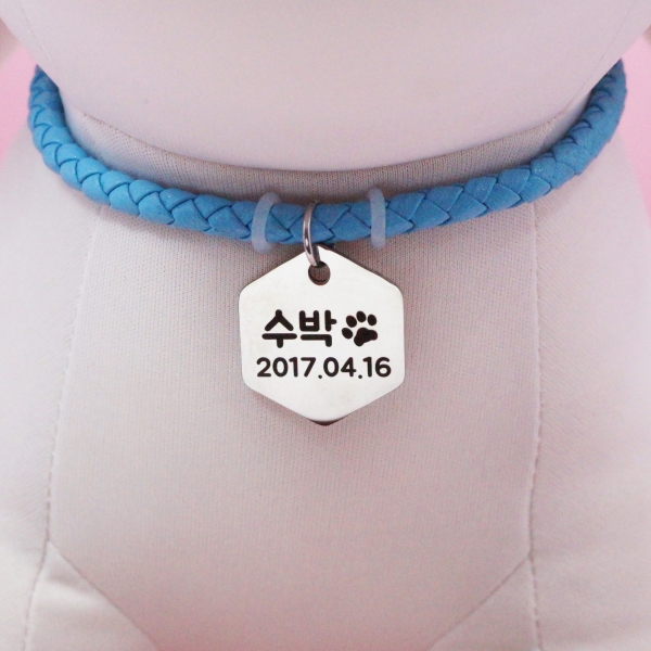 페오펫몰,강아지 고양이 가죽 목걸이 인식표 이름표