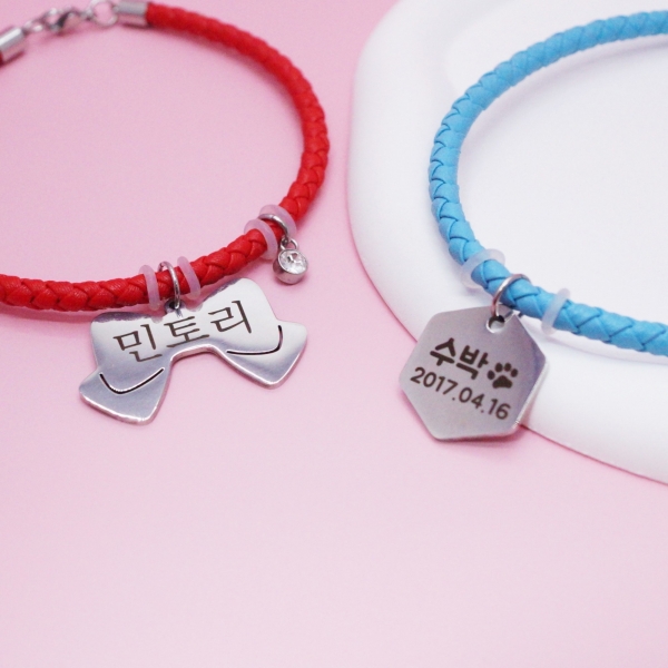 페오펫몰,강아지 고양이 가죽 목걸이 인식표 이름표