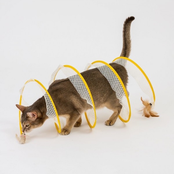 페오펫몰,사냥의정석 고양이 빙그르 메쉬터널 장난감