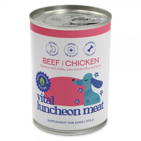 페오펫몰,댕냥이라이프 강아지 바이탈 런천미트 간식 캔 소+닭고기 375g X 12캔