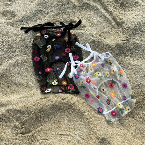 페오펫몰,해피댕댕 플라워시스루홀터넥 (2color) 강아지 여름옷 S - XL