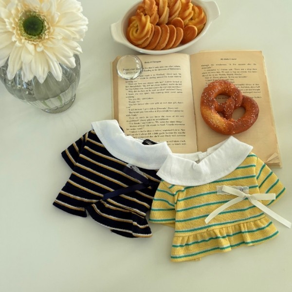 해피댕댕 단가라세미크롭티 / 강아지 스트라이프 티셔츠 S-XL