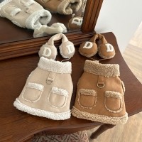 [해피댕댕] 무스탕 귀마개&조끼 / 강아지 스웨이드 자켓 S-2XL