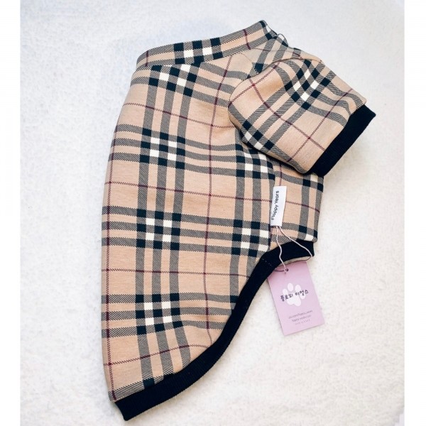 페오펫몰,[감사특가]체크안기모 스판티셔츠,강아지옷,스웻셔츠,애견옷,퍼스카프,채크리본