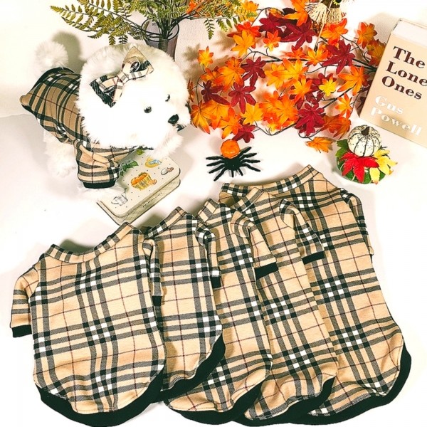 페오펫몰,[감사특가]체크안기모 스판티셔츠,강아지옷,스웻셔츠,애견옷,퍼스카프,채크리본