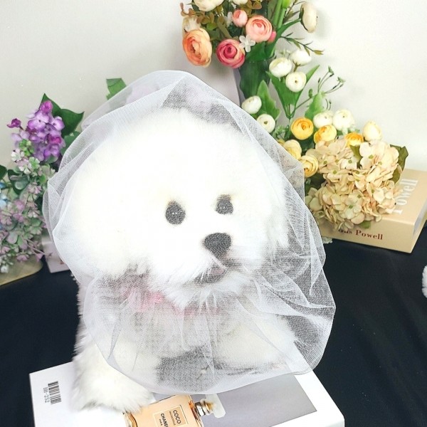 페오펫몰,[댕썸머특가]플로피이얼스,헤드매쉬 핑크레이스,강아지산책 얼굴보호 망사커버