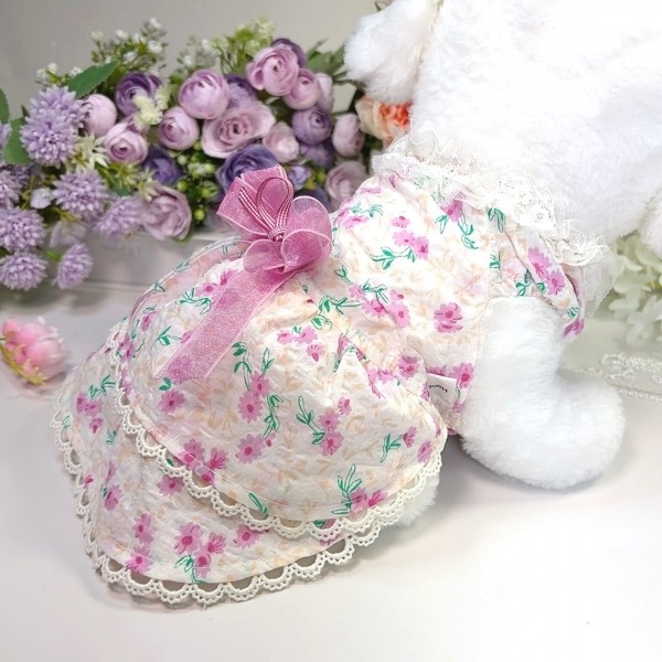 페오펫몰,[따스한특가]플로피이얼스,바이올렛 꽃 시어서커 드레스,강아지원피스