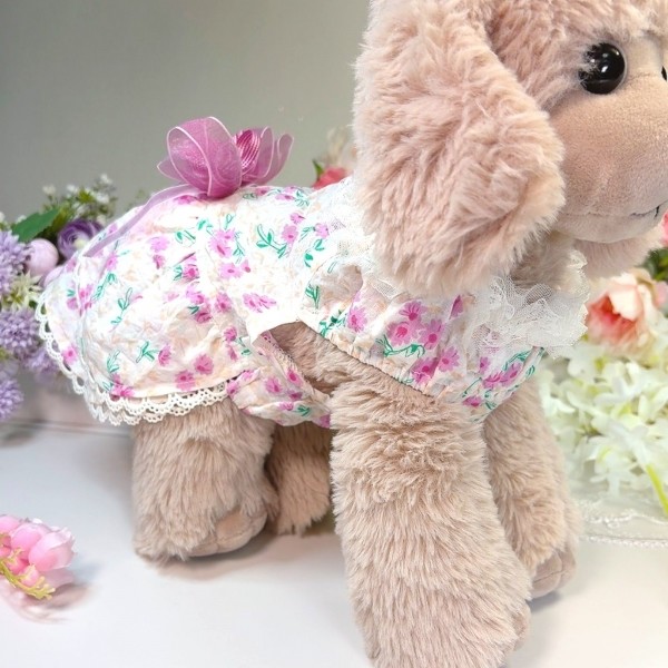 페오펫몰,[따스한특가]플로피이얼스,바이올렛 꽃 시어서커 드레스,강아지원피스