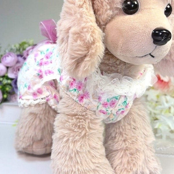 페오펫몰,[따스한특가]플로피이얼스,바이올렛 꽃 시어서커 드레스,강아지원피스