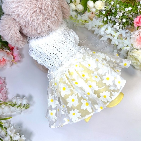 페오펫몰,플로피이얼스[꽃길특가]카밀리아 화이트드레스,강아지원피스