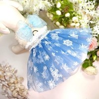 눈꽃 후리스 강아지겨울드레스,강아지원피스 강아지옷