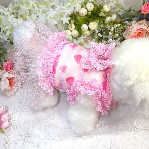 페오펫몰,[꽃길특가]하트샤샤 강아지드레스,강아지원피스,애견옷