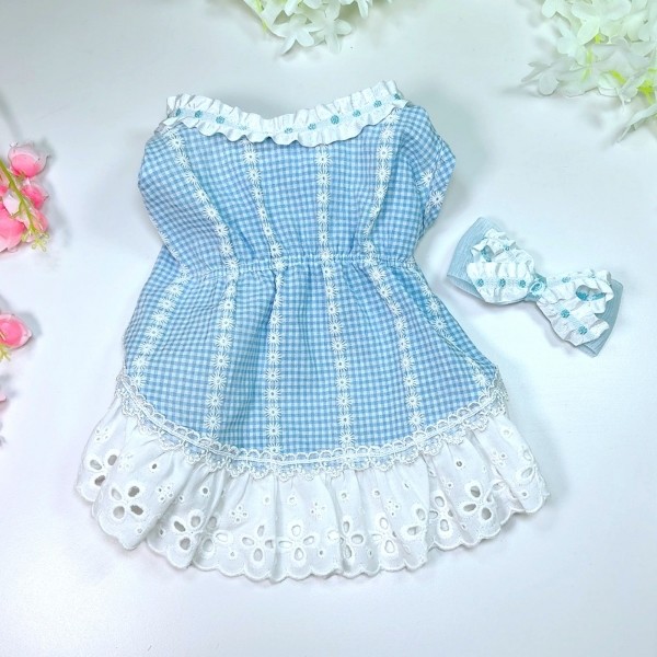 페오펫몰,플로피이얼스[꽃길특가]플로럴 레이스 ,강아지 드레스  원피스 헤어리본