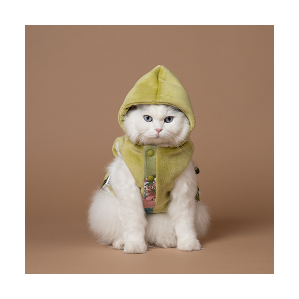 페오펫몰,Fur Vest Harness Green (Double Sided) 털조끼 하네스 그린 (양면)