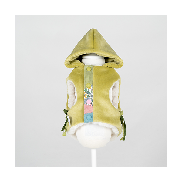 페오펫몰,Fur Vest Harness Green (Double Sided) 털조끼 하네스 그린 (양면)