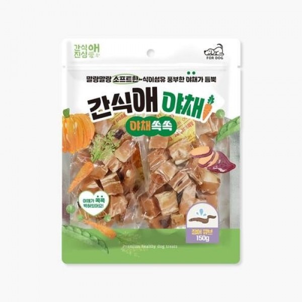 페오펫몰,개과천선 간식애야채 강아지 간식 식이섬유 소프트 큐브 150g 연어 황태 장어 소고기